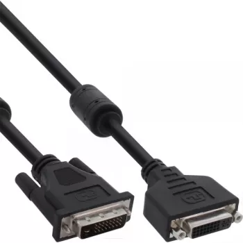 Cable DVI-D InLine 24+1 macho/hembra, Dual Link, 2 núcleos de ferrita, 2 m