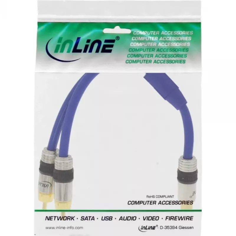 Cable en Y RCA InLine Premium 1x RCA hembra / 2x RCA macho dorado 0,25 m