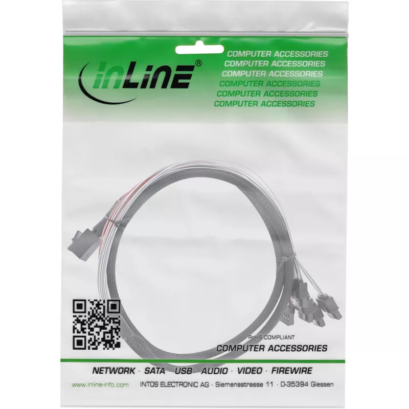 Cable Mini SAS HD InLine SFF-8643 a 4x SATA + Sideband 1 m