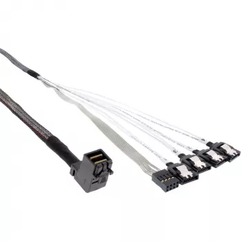 Cable Mini SAS HD InLine SFF-8643 en ángulo a 4x SATA + Sideband 0,5 m