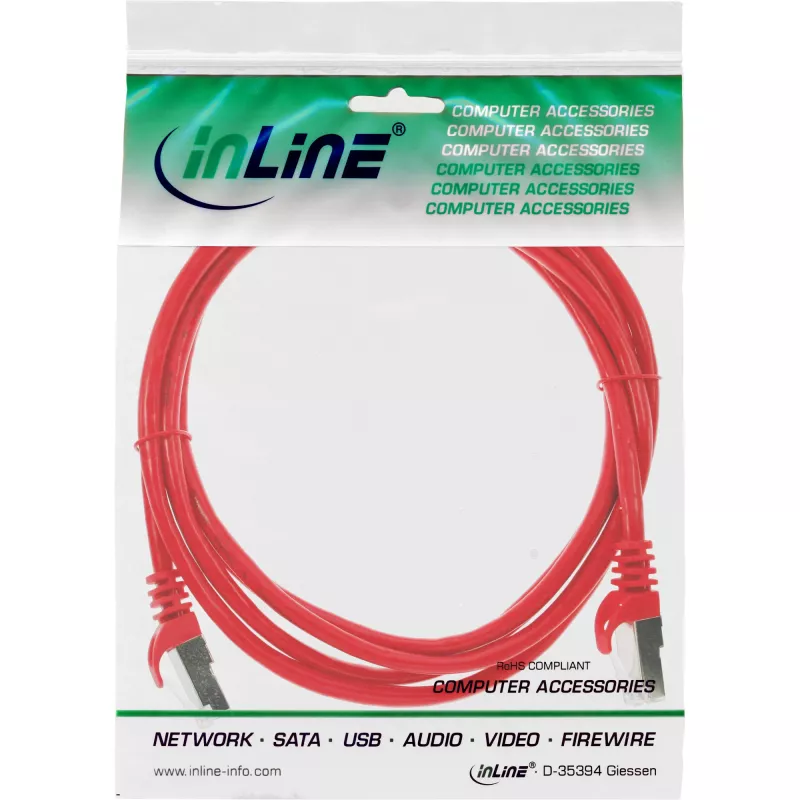 Cable de red SF/UTP Cat.5e InLine rojo 0,5 m