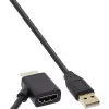 Adaptador InLine HDMI M/M con inyector de alimentación USB-A 0,5 m