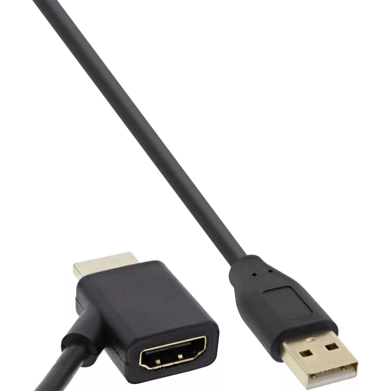 Adaptador InLine HDMI M/M con inyector de alimentación USB-A 0,5 m