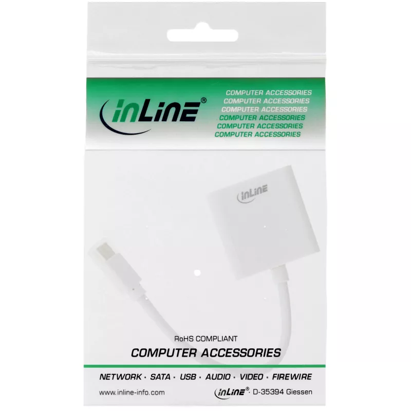Adaptador InLine Mini DisplayPort macho / DVI-D 24+1 hembra blanco, 0,15 m