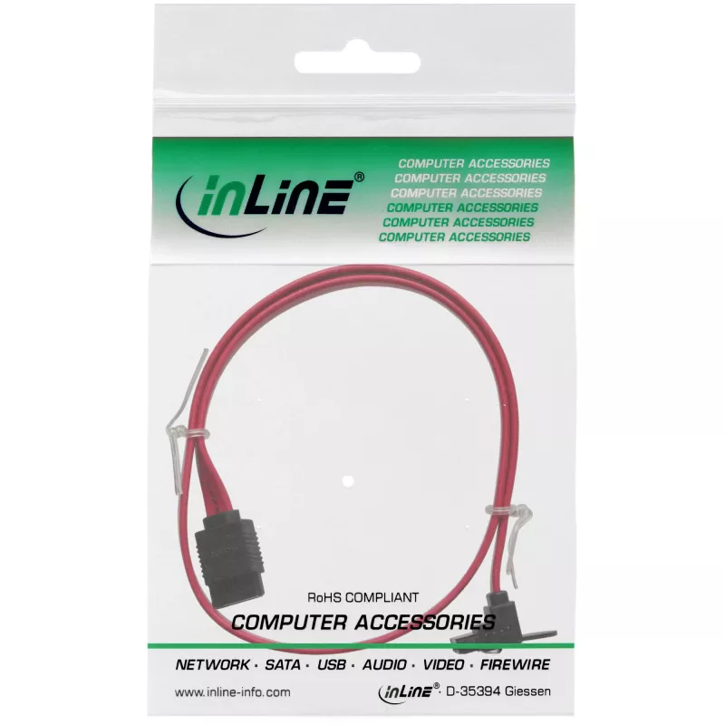 Cable SATA 6 Gb/s InLine con clips de retención, en ángulo, 0,5 m