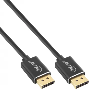 Cable DisplayPort 1.4 InLine fino, 8K4K, negro, contactos dorados, 1 m