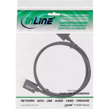 Cable DisplayPort 1.4 InLine fino, 8K4K, negro, contactos dorados, 0,5 m