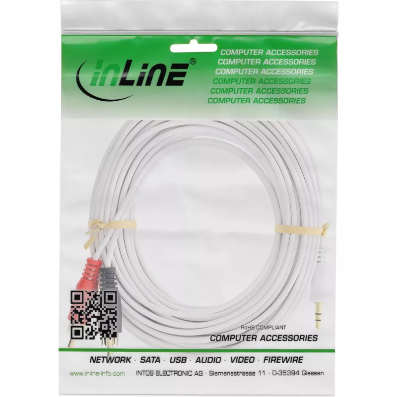 InLine cable 2x RCA conector macho / conector 3,5 mm blanco/dorado 7,5 m