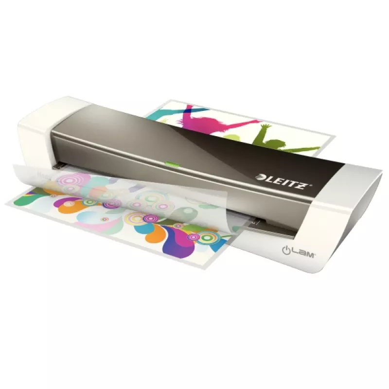 Plastificadora Leitz iLAM Home Office A4 73680089, en caliente/en frío, 80-125 µm, calentamiento de 3 min, gris