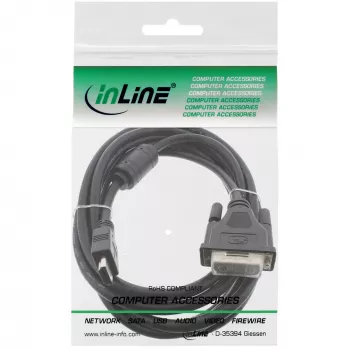 InLine cable HDMI-DVI conector macho 19 pines / conector macho 18+1 + núcleo de ferrita negro 0,5m