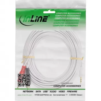 InLine cable de audio 2x conector macho RCA / conector jack 3,5 mm blanco/dorado 1,5 m