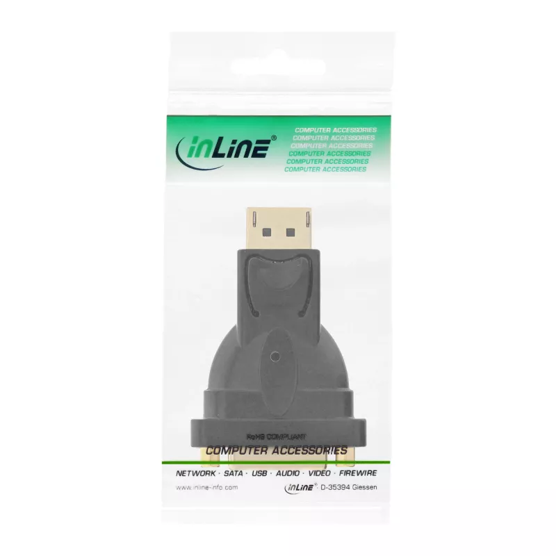 InLine adaptador DisplayPort conector macho DisplayPort a conector hembra DVI-D 24+1 negro