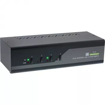 Conmutador KVM de sobremesa InLine 63654I 4 puertos doble monitor DP 1.2 4K USB 3.0 Audio