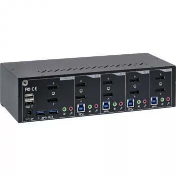 Conmutador KVM de sobremesa InLine 63654I 4 puertos doble monitor DP 1.2 4K USB 3.0 Audio