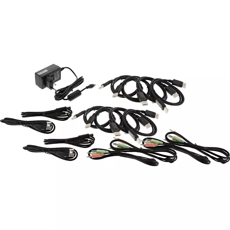 Conmutador KVM de sobremesa InLine 63654I 4 puertos doble monitor DP 1.2 4K USB 3.0 Audio