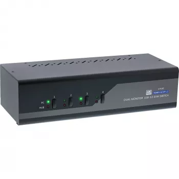 Conmutador KVM de sobremesa InLine 62644I 4 puertos doble monitor DP+HDMI 4K USB 3.0 Audio