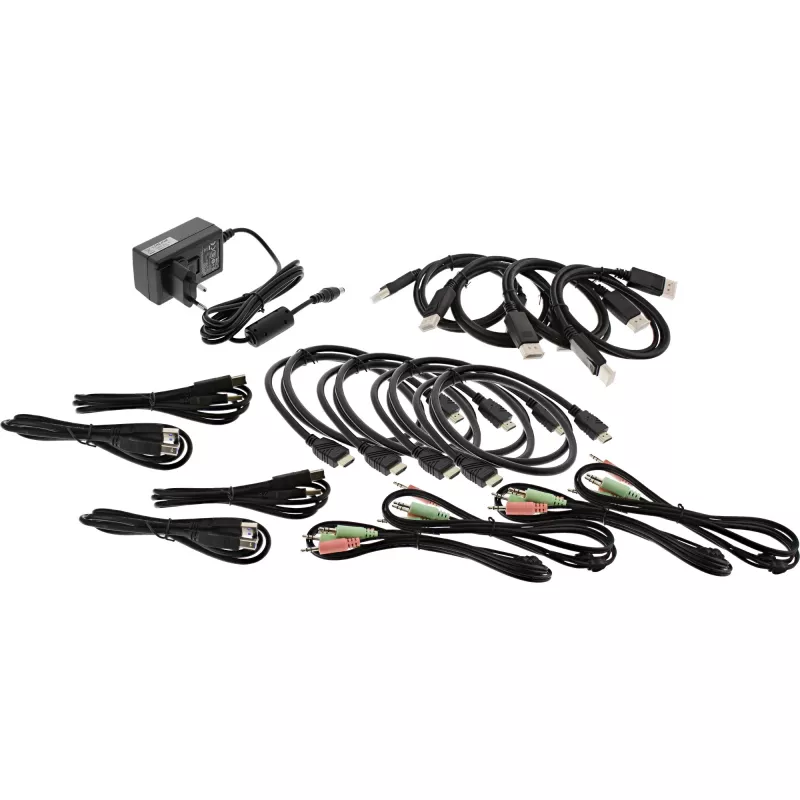 Conmutador KVM de sobremesa InLine 62644I 4 puertos doble monitor DP+HDMI 4K USB 3.0 Audio