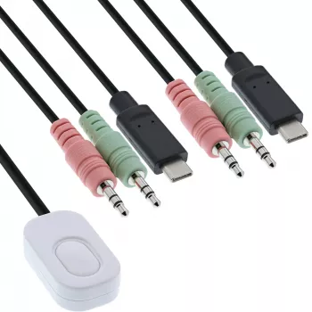 InLine conmutador KVM, 2 puertos, USB-C a DisplayPort 1.2, 4K, audio, cable integrado