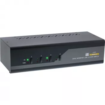 Conmutador KVM de sobremesa InLine 62654I 4 puertos doble monitor HDMI 4K USB 3.0 Audio