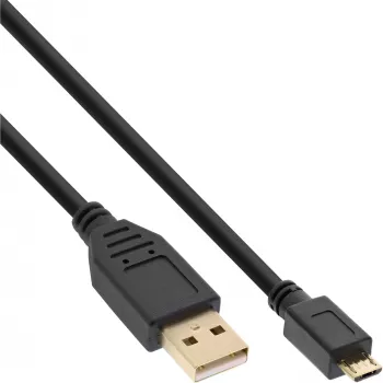 InLine cable Micro-USB 2.0, conector USB-A macho / conector Micro-B macho, negro, 0,3 m