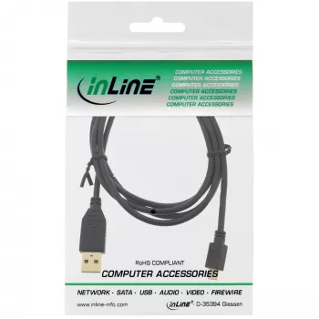 InLine cable Micro-USB 2.0, conector USB-A macho / conector Micro-B macho, negro, 0,3 m