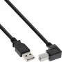 InLine cable USB 2.0 acodado conector tipo A macho / conector B macho, negro, 0,3m