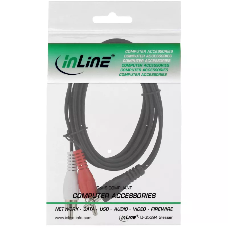 Cable de audio 2x conector RCA macho / conector jack 3,5 mm estéreo 3 m InLine 89939L