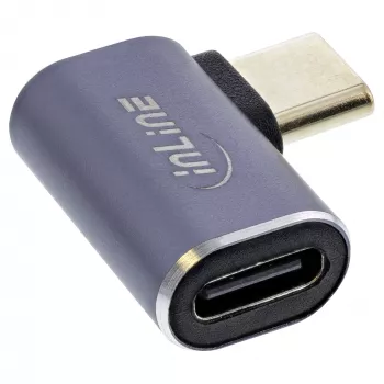 Adaptador USB4 InLine, conector macho/hembra USB-C en ángulo derecha/izquierda, aluminio, gris