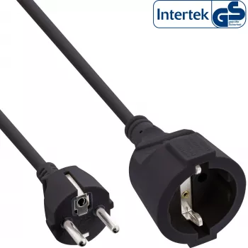 Cable alargador de corriente InLine, negro, 2m, con protección infantil