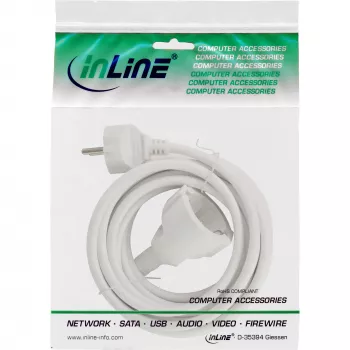 Cable alargador de corriente InLine 3 m, blanco — entrada 230 V