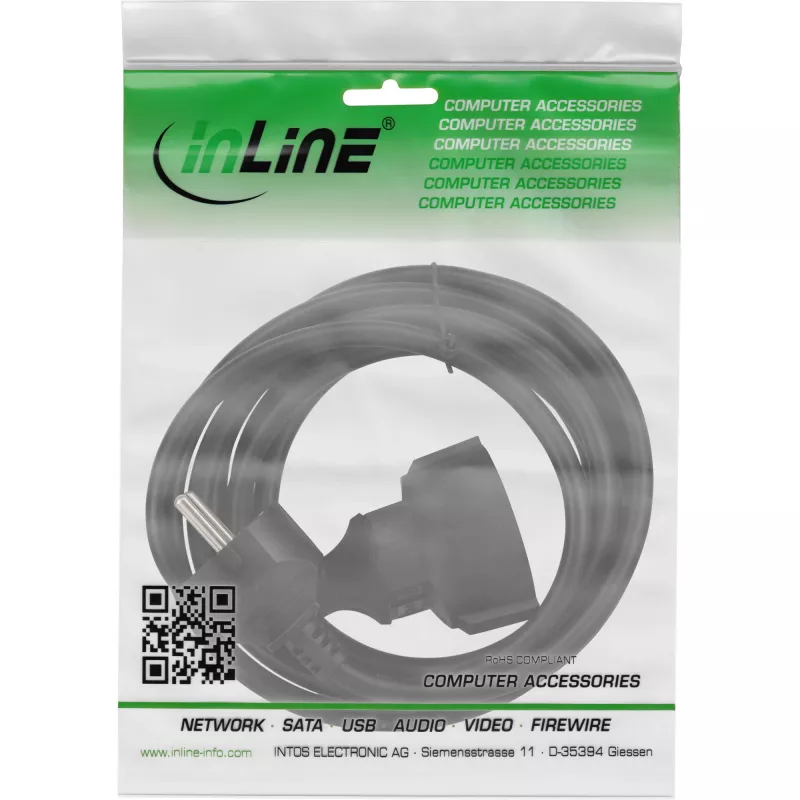 Cable alargador de corriente InLine 16403 negro 3m con protección infantil