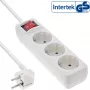Regleta de enchufes InLine, 3 tomas Schutzkontakt CEE 7/3, con interruptor, blanca, 1,5 m