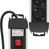 Regleta de enchufes InLine, aluminio, 3 tomas con interruptor de protección, 1,5 m