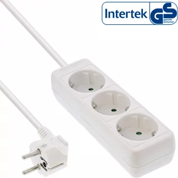 Regleta de enchufes InLine 3 tomas Schutzkontakt CEE 7/3 blanca 5 m