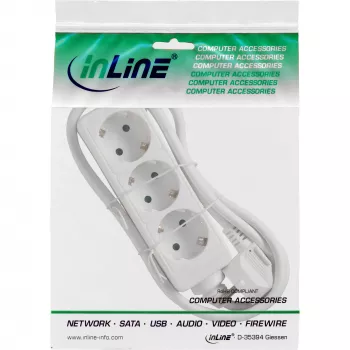 Regleta de enchufes InLine 3 tomas Schutzkontakt CEE 7/3 blanca 5 m