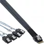Cable SAS slim InLine, SFF-8654 a 4x SATA 7 pines, 12 Gb/s, 0,5 m