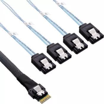 Cable SAS slim InLine, SFF-8654 a 4x SATA 7 pines, 12 Gb/s, 1 m