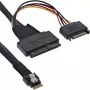 Cable SAS slim InLine, SFF-8654 a U.2 SFF-8639 + alimentación SATA, 24 Gb/s, 1 m