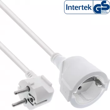 Cable alargador de corriente tipo F en ángulo, blanco, 2 m
