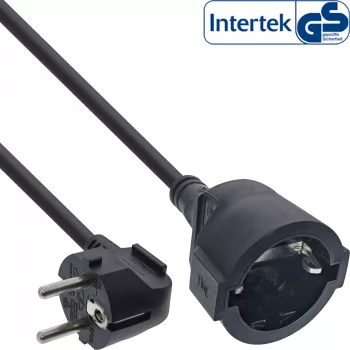 Cable alargador de corriente tipo F en ángulo, negro, 20 m