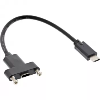 Cable USB 3.2 Gen.2 Type-C macho/hembra con brida, negro, 0,20 m