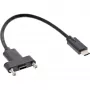 Cable USB 3.2 Gen.2 Type-C macho/hembra con brida, negro, 0,20 m