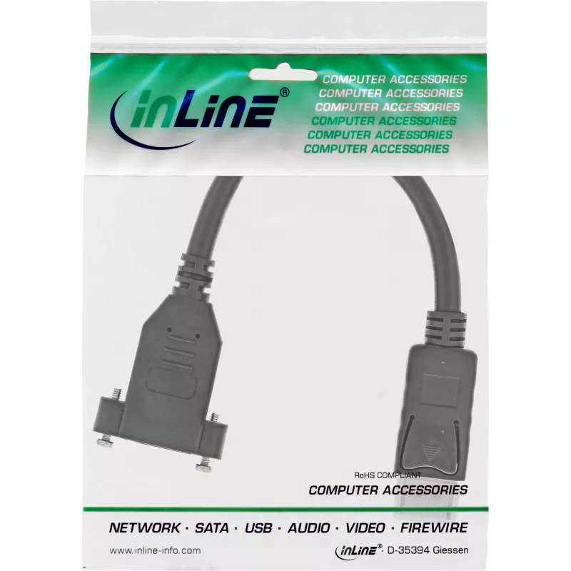 Cable DisplayPort macho a hembra con brida 0,2 m, negro