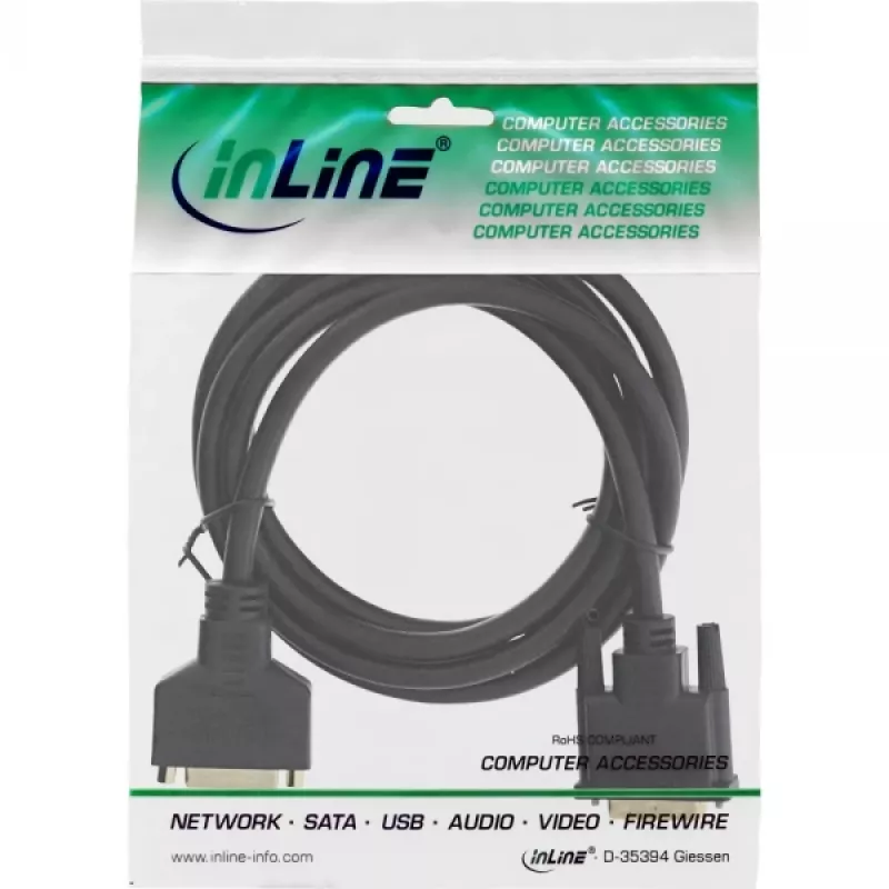 Cable DVI-D InLine Premium 24+1 macho a hembra Dual Link dorado 2 m