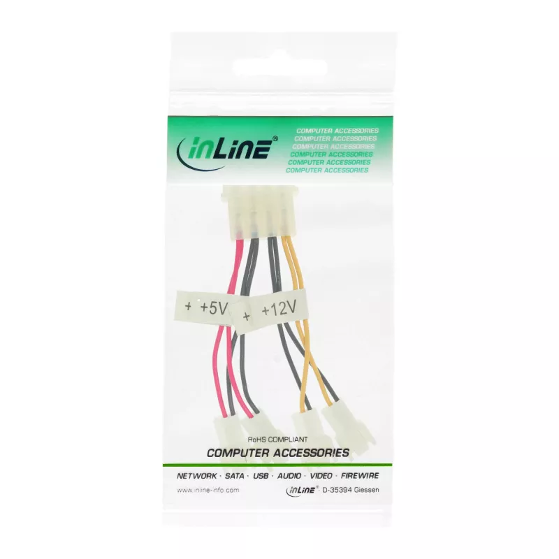 Cable adaptador para ventiladores InLine 2x 12V y 2x 5V para 4 ventiladores 33005B