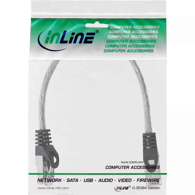 Cable de red InLine SF/UTP Cat.5e transparente 0,3 m
