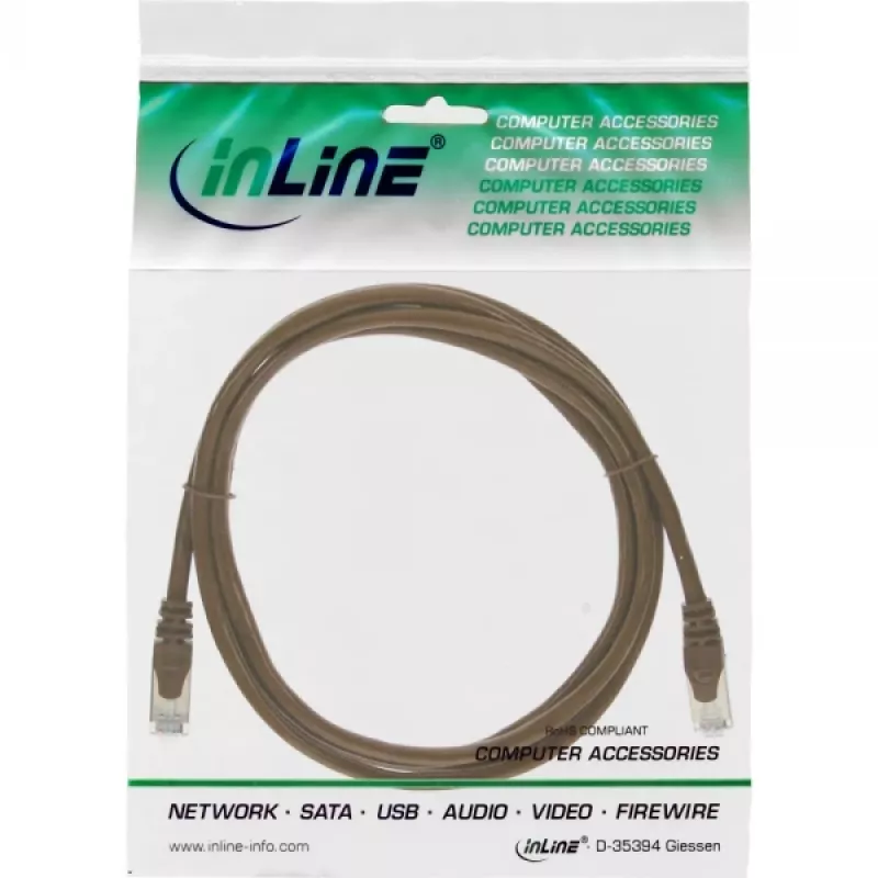 Cable de red InLine SF/UTP Cat.5e marrón 0,3 m