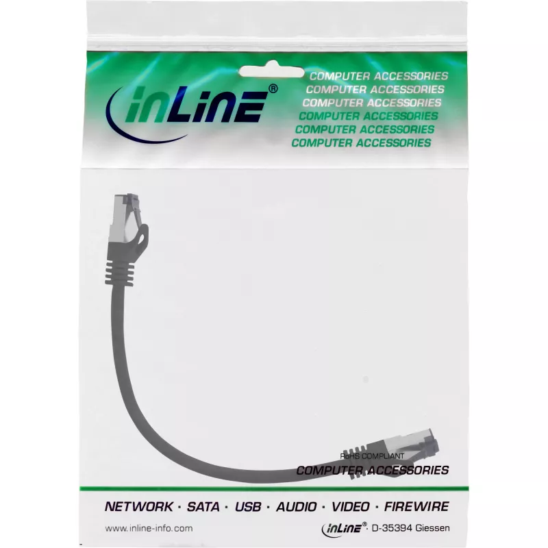 Cable de red InLine S/FTP PiMF Cat.8.1 libre de halógenos 2000 MHz negro, 0,25 m
