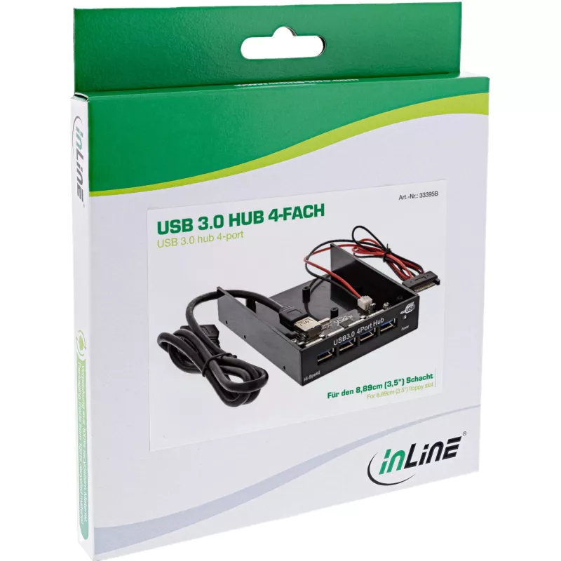 Hub de panel USB 3.0 InLine de 4 puertos para bahía de disquete de 3,5