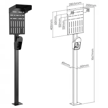 Soporte universal para wallbox InLine con soporte para cable de carga EV negro